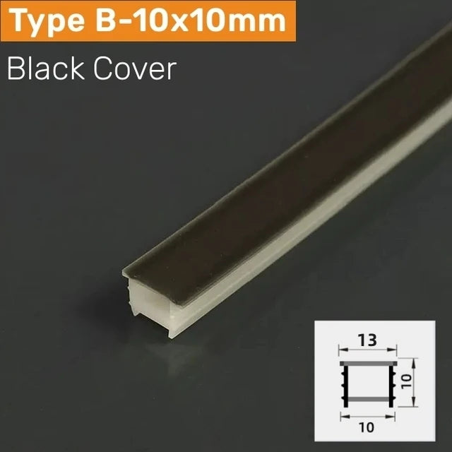 Recessed Black Silicone Tube LED Neon Light Flexible Rope Channel Diffuser WS2811 WS2812B Outdoor Waterproof Ribbon Strip Lights