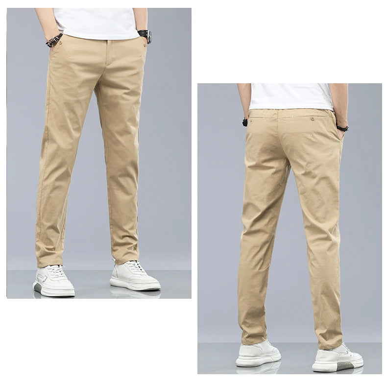 Marke Kleidung männer Casual Hosen 98% Baumwolle Dünne Business Gerade Slim Fit Klassische Hosen Stretch Frühling Sommer Männliche Hosen.