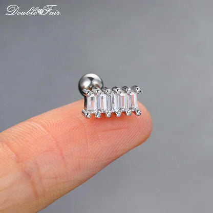 1pc Cartilage Tragus Helix Daith Crystal Ear Piercing Stud Earrings for Women Mini Screw Stainless Steel Stacking Ear Jewelry.