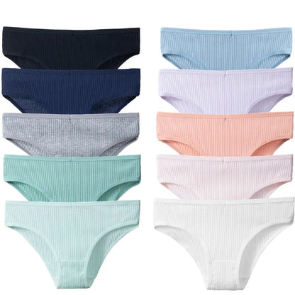 BZEL 10PCS/Set Women's Panties Sexy Breathable Underwear Comfortable Lingerie Cotton Striped Briefs Fashion Cozy Underpants Sale