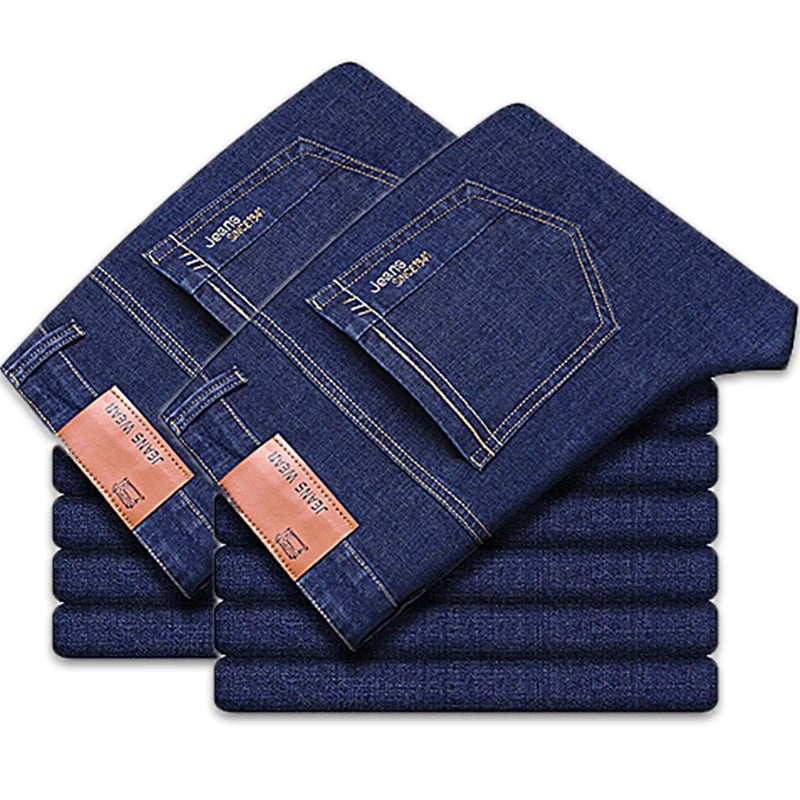 2-piece set of summer men's stretch cotton jeans, fashionable and comfortable, slim fit, business straight leg denim pants.