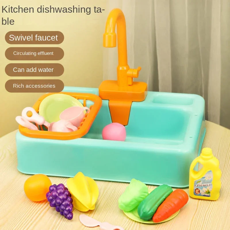 Kitchen Toy Plastic Dish Wash Sink Set Children Simulation Pretend Role Play Housework Kit Early Educational Toys for Children.
