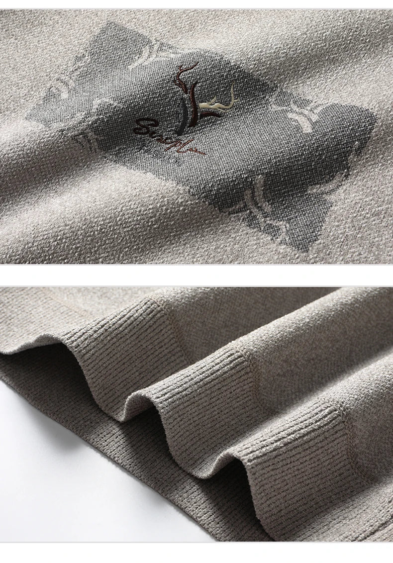 New Mens Fleece Sweater Thickened Pullover Fleece Lined Autumn Winter Crew Neck Jumpers Fashion Knitwear.