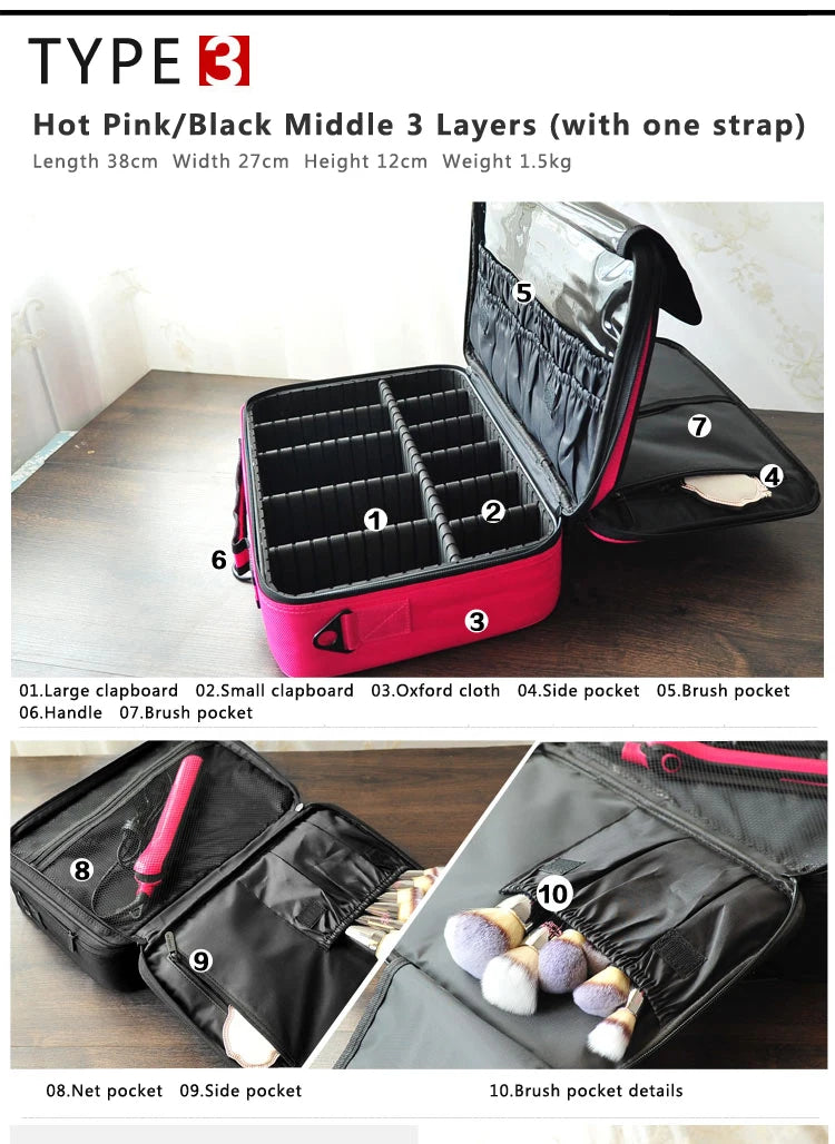 New Oxford Cloth Makeup Bag For Women Waterproof Large Capacity  Travel Cosmetic Case.