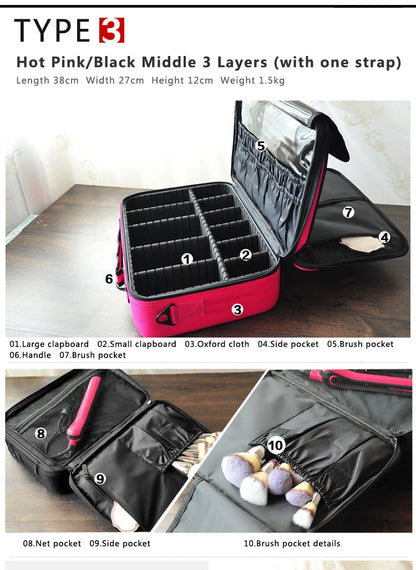 New Oxford Cloth Makeup Bag For Women Waterproof Large Capacity  Travel Cosmetic Case.
