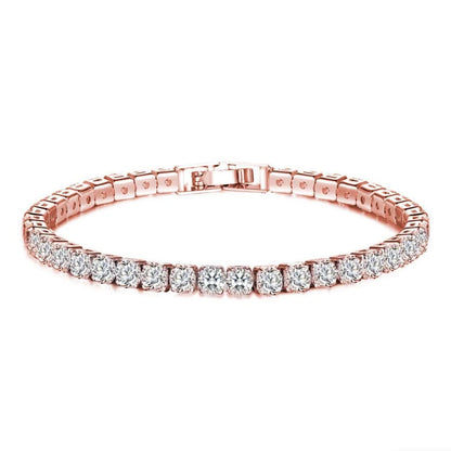 925 Sterling Silver 4mm Tennis Bracelet Inlaid With Zircon Crystal Electroplated 18k Gold Luxury Fashion Women's Gift.