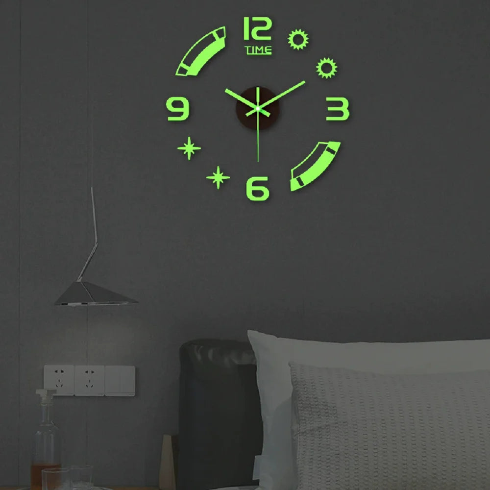 3D-Wanduhr, rahmenlos, Acryl, DIY, digitale Uhr, Wandaufkleber, Stummschaltung, Uhr für Wohnzimmer, Schlafzimmer, Büro, Wanddekoration