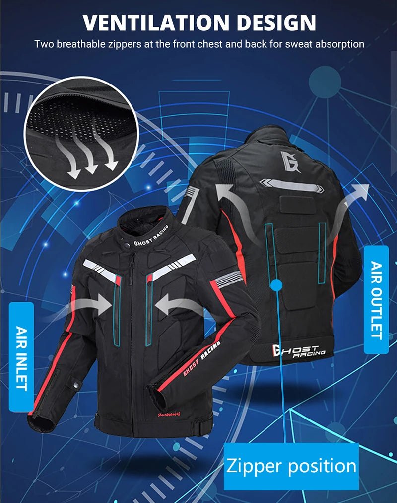 GHOST RACING Motorcycle Racing Jacket Man Waterproof Dirt Bike Pants Set With Protection Racing Suit Motocross Jacket Motor Suit.