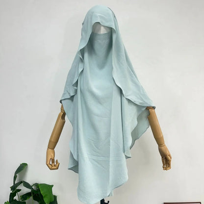 2025 Summer Muslim Women's Hijabs Traditional Soft Plain Scarf Khimar One Layer Stretch Soft Split Traditional Zip Chador
