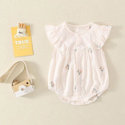 Säuglings kinder Baby Mädchen Kleidung Blumen overall Sommer coole Baumwolle Leinen ärmellose Babe Bodysuit Sonnen anzug Outfits für Neugeborene.