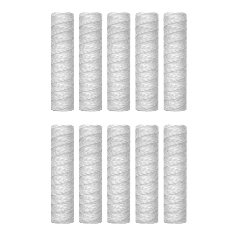 ABUN-10Pcs 10 Micrometre 10 Inch X 2.5 Inch String Wound Sediment Water Filter Cartridge Whole House Sediment Filtration