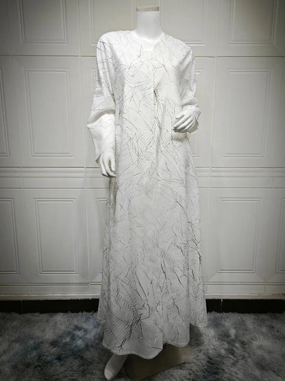 Women Muslim Arabic Abaya Luxury Fold Stripes Kimono Cardigan Coat Long Dress Kaftan Modest Robe Femme Islam Clothing Kebaya