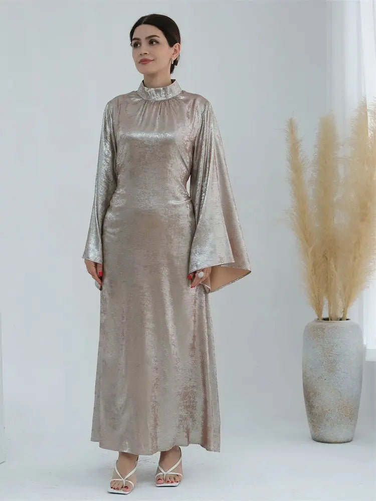 Ramadan Satin Shimmer Abaya Damen Dubai Luxury Islam Muslim Kaftan Dresses Kebaya Abayas For Women Robe Musulmane Femme Vestidos