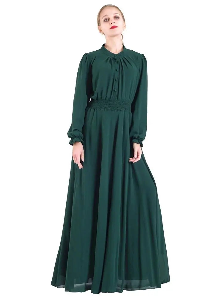Ramadan Green Chiffon Abaya Damen Dubai Luxury Islam Muslim Dresses For Women Kebaya Kaftan Robe Musulmane Caftan Marocain Femme.