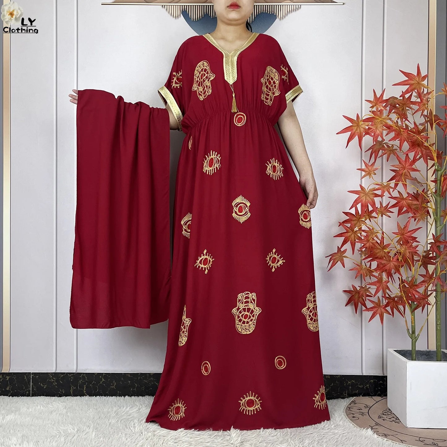 New Dubai Fashion Women Party Evening Dress 2024 Summer Short Sleeve Elasticity Embroidery Femme Robe African Islam Loose Abaya