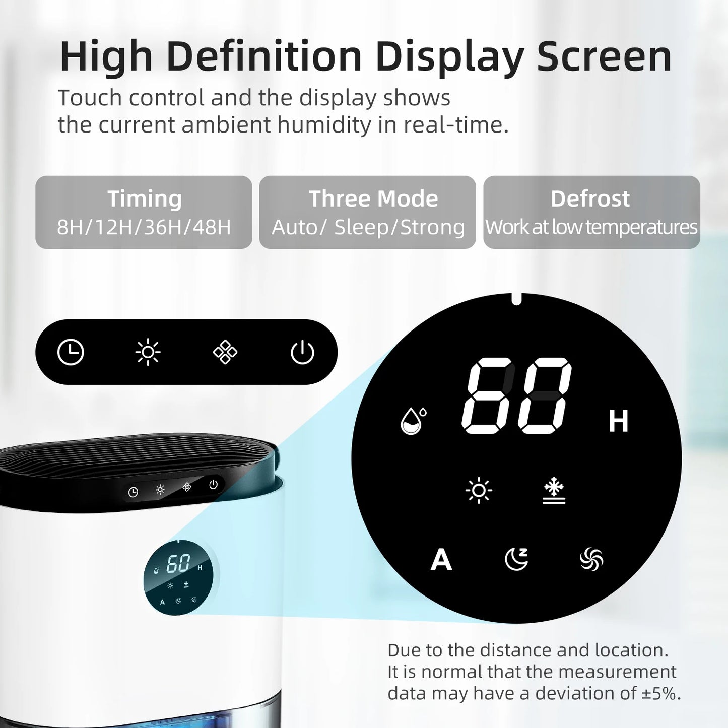 2300ML Dehumidifiers Auto Defrost for Bedroom Misture Absorb, , Ultra Quiet for Home Sleep Timing Large Room Bathroom Garage RV.