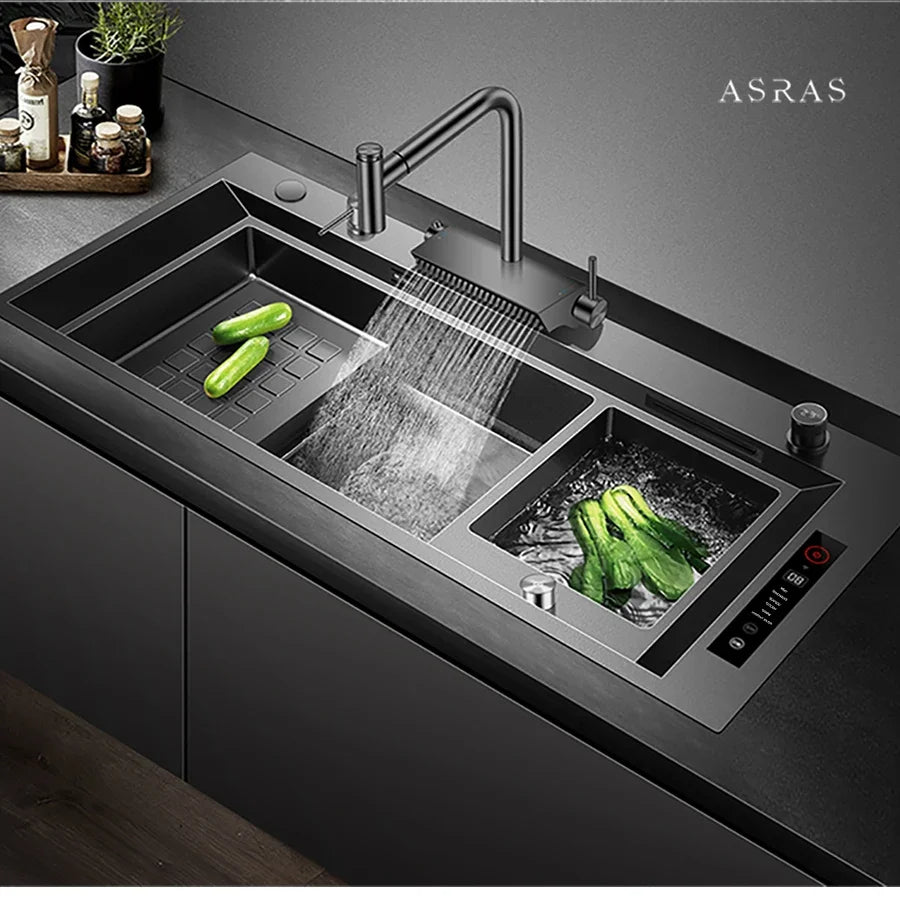 ASRAS 11550 NJH Large Size Smart Purifying Kitchen Sink Handmade Step Sink Ultrasonic Smart Purifying Kitchen Island Sinks