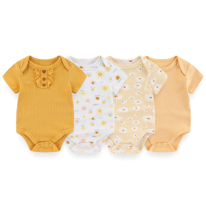 Kiddiezoom 4 Teile/los Unisex Baby Junge Mädchen Bodys Kurzarm Infant Onesies Erste Weihnachten Baby Kleidung