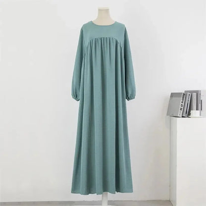 Muslim Loose plus Size Long Sleeve over Knee Pure Color Hooded Gown Spring Autumn Cross Border Fashionable Maxi Dress