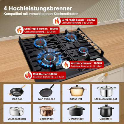 TopStrong 4-burner glass ceramic built-in stove natural gas Propanga gas hob EUGCT-B04.