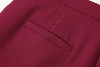 KONDALA 2025 Burgund Quaste Büro Dame Anzüge Einreiher Gerade Blazer + Moderne Gerade Lange Hosen Mode Weiblichen Anzug