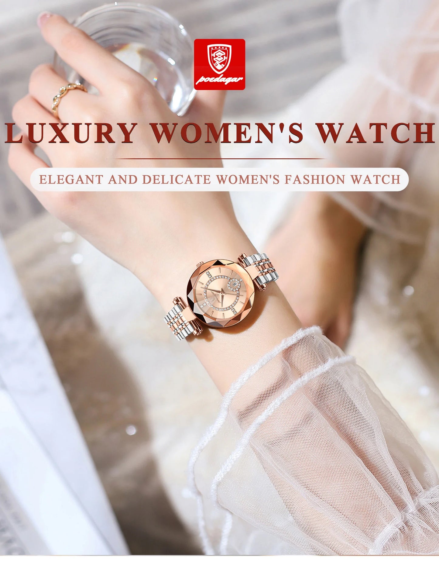 POEDAGAR Fashion Original Wristwatch For Woman Waterproof Stainless Steel Date Quartz Ladies Watch Luxury Casual Women's Watches.