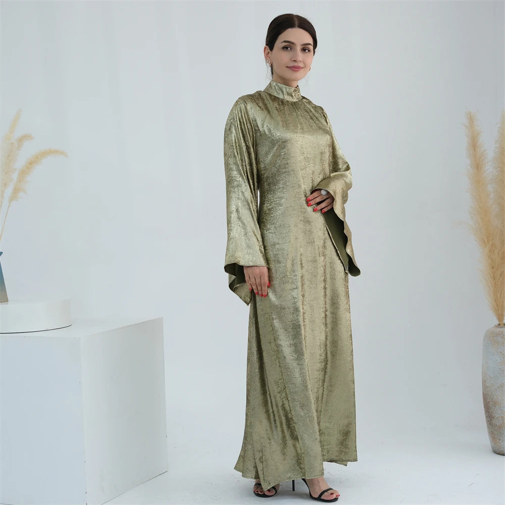 Ramadan Satin Shimmer Abaya Damen Dubai Luxury Islam Muslim Kaftan Dresses Kebaya Abayas For Women Robe Musulmane Femme Vestidos.