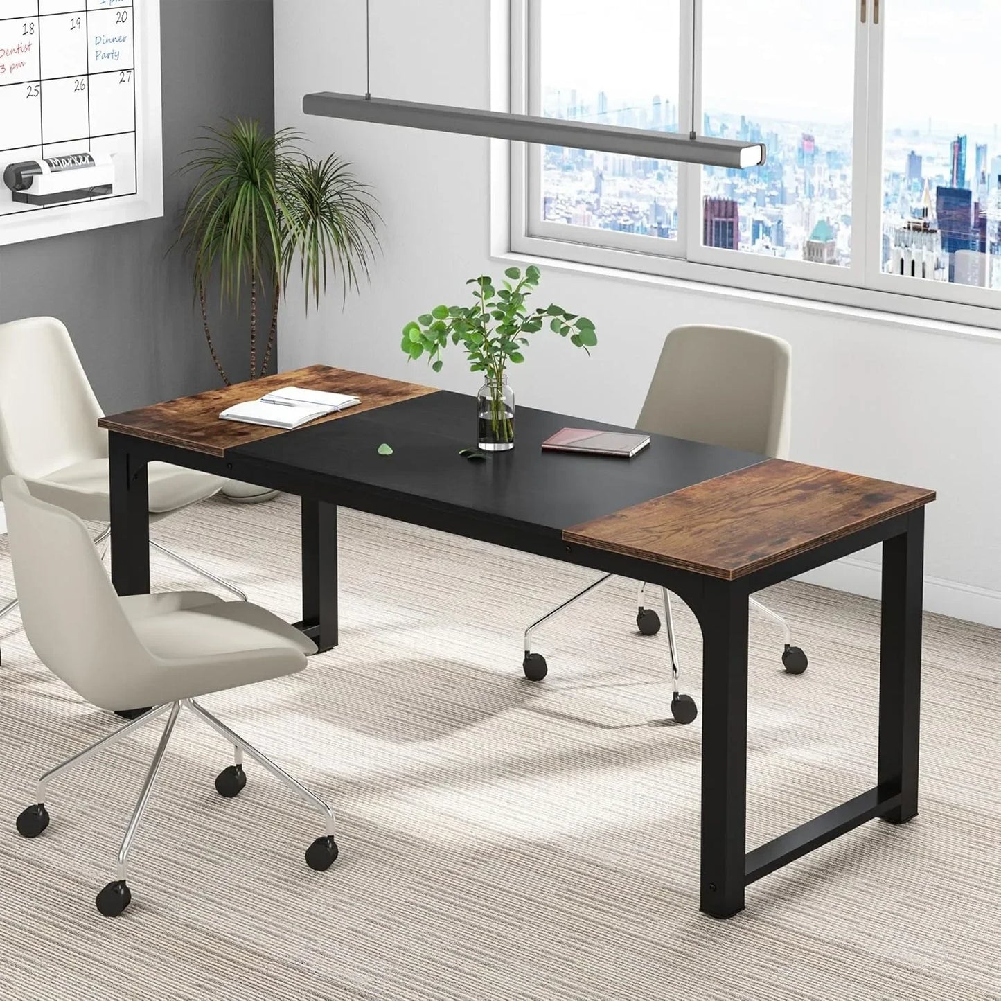 LITTLE TREE 70,8-Zoll-Chefschreibtisch, großer Büro-Computertisch mit dickem Rahmen, Arbeitsplatz-Business-Möbel für das Heimbüro