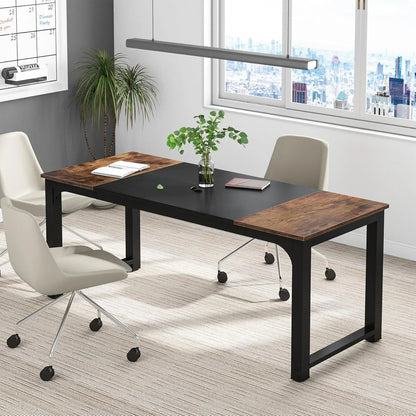 LITTLE TREE 70,8-Zoll-Chefschreibtisch, großer Büro-Computertisch mit dickem Rahmen, Arbeitsplatz-Business-Möbel für das Heimbüro