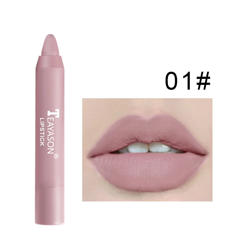 TEAYASON Nude Velvet Matte Lipstick Long Lasting Moisturizing Lip Crayon High Pigment Rotate Lipsticks Pen Woman Cosmetics.