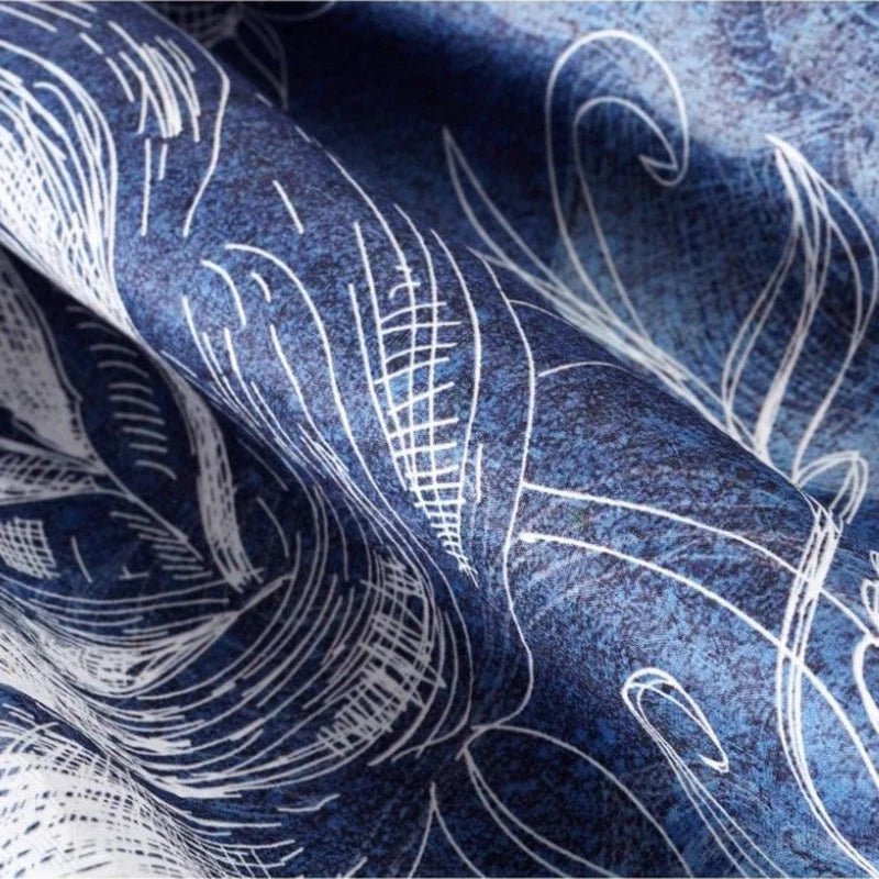 Blue Painting Vintage High Waist Ball Gown A-line Loose Women's Skirt Knee-Length Long Skirts For Women Clothing Fashion 2025.