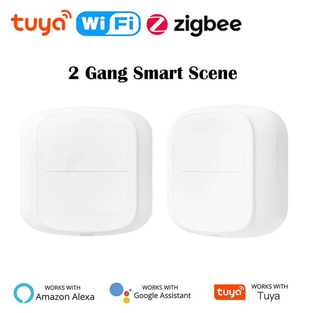 Tuya Smart WiFi/Zigbee Schalter Push Button Schalter 2 Gang 6 Szene Wireless Smart Home Fernbedienung Automatisierung Szenario schalter.