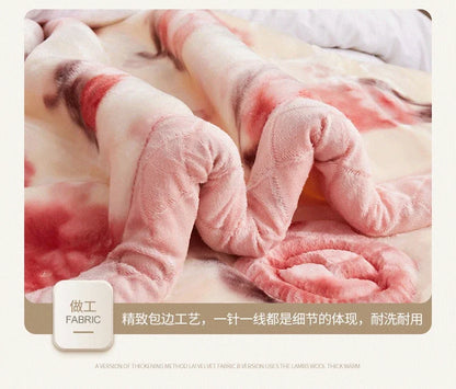 Flannel Blanket Double-deck Washable Quilt Siesta Keep Warm Double Person Thick Winter Soft Comfortable Plush Bed Sheet.