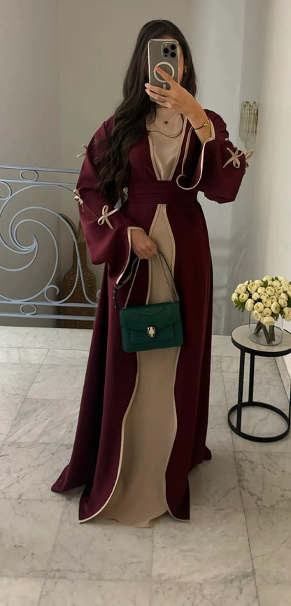 Eid Bow Abaya Women Cardigan Dress Muslim Party Caftan Robe Jalabiya Morocco Dubai Kaftan Islam Vestidos Largos Ramadan 2025.