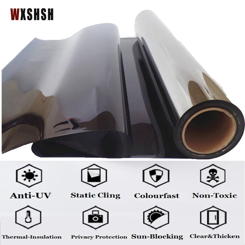 Window Privacy Film One Way Daytime Privacy Static Cling Sun Blocking Anti UV Reflective Window  for Home and OfficeBlack Silver.