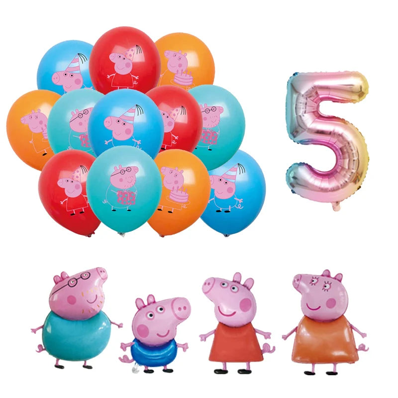 Cartoon Peppaed Schweine Geburtstag Party Dekoration George Seite Pappteller Einweg Geschirr Ballon Für Kind Event Liefert.