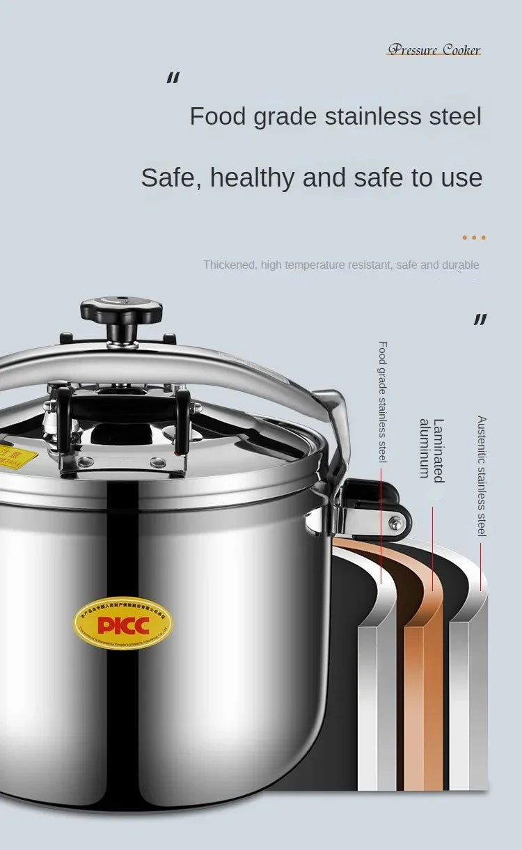 Extra Large Pressure Cooker Thick Commercial Stainless Steel Pressure Cooker Kitchen Electric Cookware Dining Bar Home Garden.