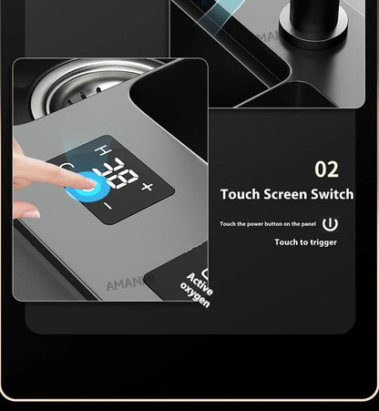 Stainless Steel Smart Water Catalyst Sinks large Double slot Purification Sterilized Fruit Dishwashing Kitchen Sink