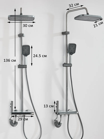 Intelligent Digital Display Luxury Shower Set Bathroom Wall Mounted Piano Key 4 Ways Water Outlet Rainlfall Shower Faucet System