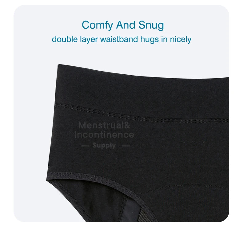 Women Incontinence Underwear Bamboo Fibre High Absorbency Reusable Washable Leakproof Panties for Bladder Leakage.