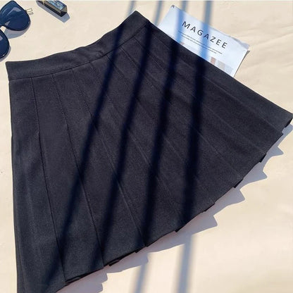 Faux Wool Pleated Skirts for Women Y2K Autumn Winter High Waist Preppy Woolen Jk Dance Skirt Korean Streetwear Female Mini Skirt.