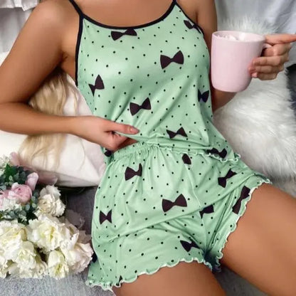 1 Satz Sommer-Damen-Pyjamas, zweiteilig, sexy, lässig, Leibchen, Unterhemd, Shorts, Homewear-Anzug