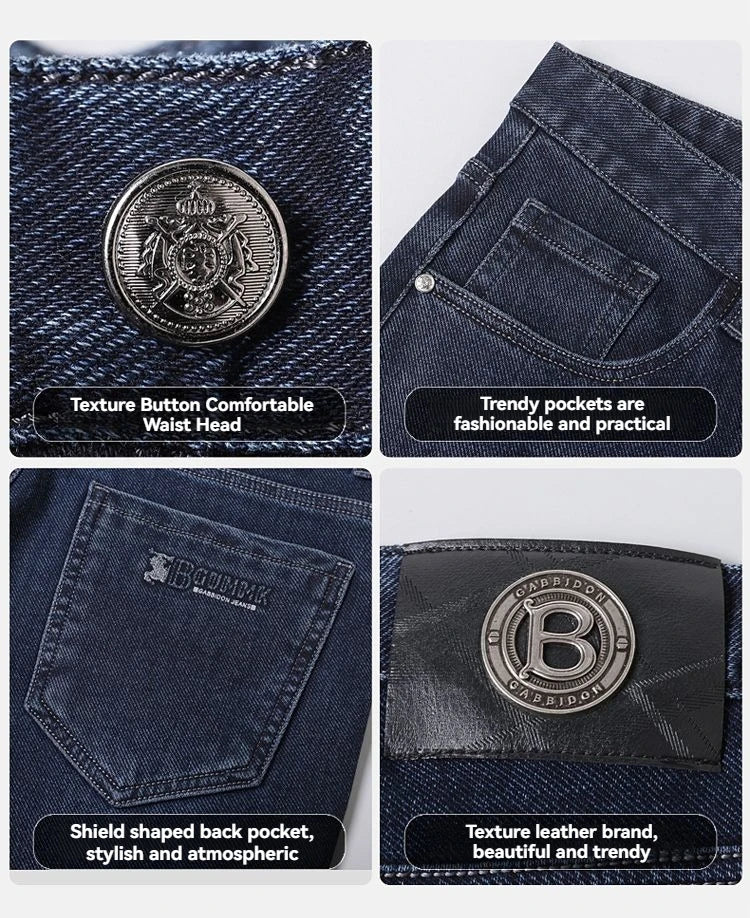 2025 New Stretch Jeans Men's Regular Classic Business Slim Trousers Black Blue Straight Male Y2K Brand Clothing Pants Size 29-40.