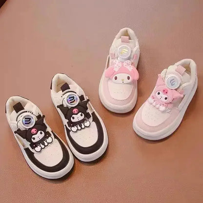Children's Cute Melody Casual Board Shoes Girl's Cartoon Sneakers Spring and Autumn New Kawaii Kuromi Anti Slip Soft Sole Shoes.