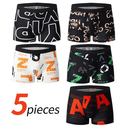 4/5 Stück Herrenmode Bedruckte Unterwäsche Bequeme Joker Boxer Plus Größe 5XL Jugendliche Mehrfarbige Mix Shorts Boxer mittleren Alters
