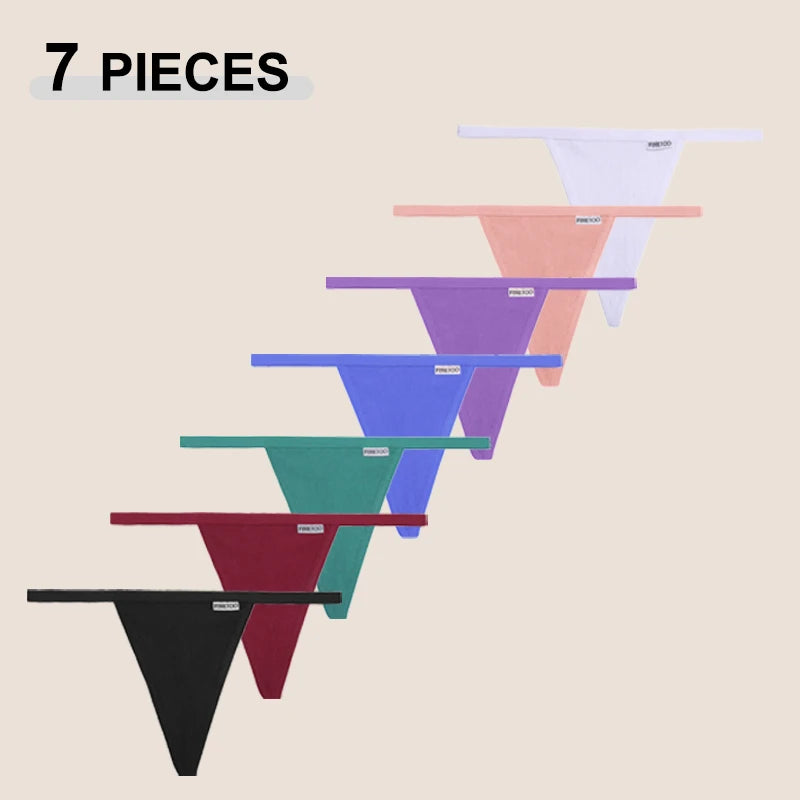 7Pcs/Set Women’s Sexy Panties Seamless Cotton Low Rise Thongs Fashion Solid Color Soft Breathable Underwear Female Cozy G-string.