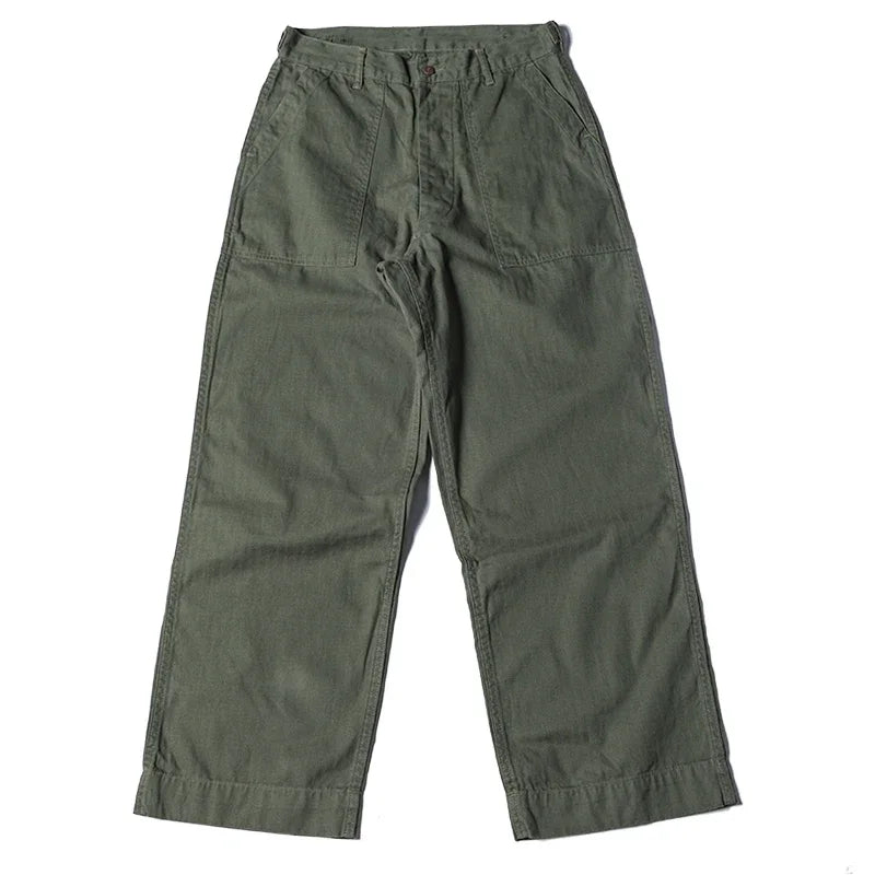 Bronson 1947 Model 838A OD7 Fatigue Utility Pants Men HBT OG-107 Baker Trousers.