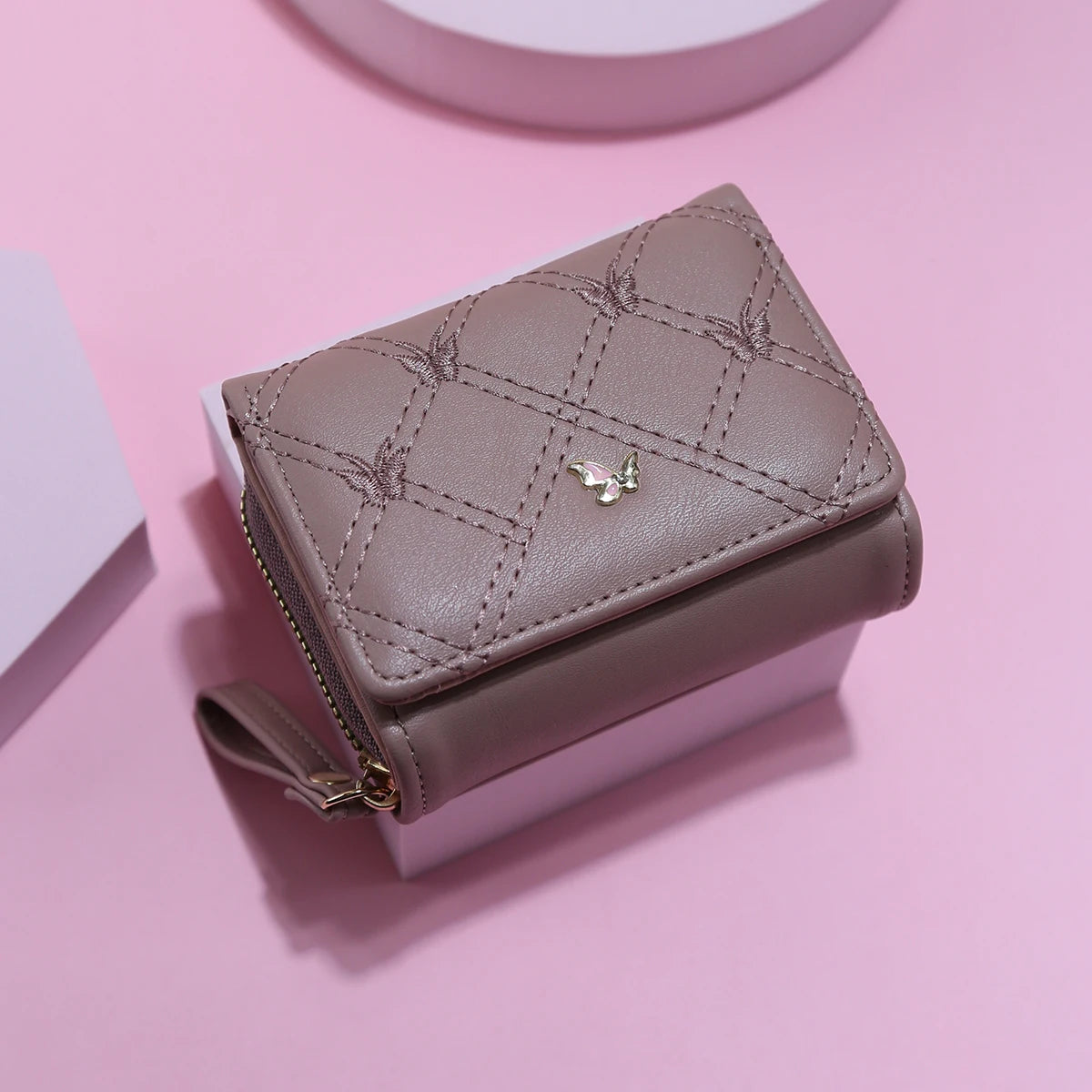 Ladies Large Capacity Butterfly Embroidery Clutch Wallet Tri-Fold Multi-Card Slot Zipper Coin Purse Fashionable Handbag.