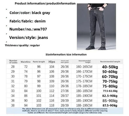 Fashionable Casual Men's Jeans Slim Straight Long Pants Versatile Spring Autumn Winter New Style High Waist Trousers.