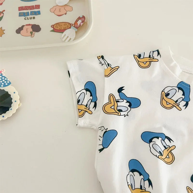 Donald Duck Bodys Einteiler Babykleidung 0-2 Jahre alt Cartoon-Stil Loose Wrap Ass Krabbelanzug K594-1.